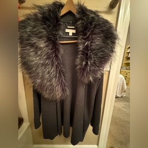 Michael Kors cardigan with detachable faux fur collar